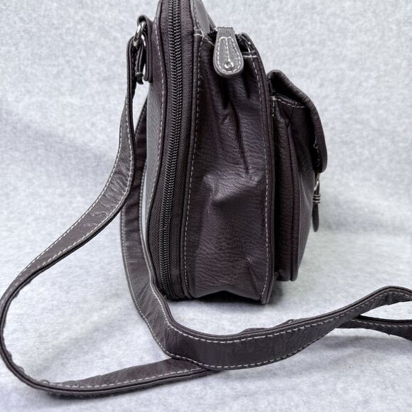 Medium Brown Cross Body Purse with Adjustable Strap Multi Compartments - Picture 9 of 14